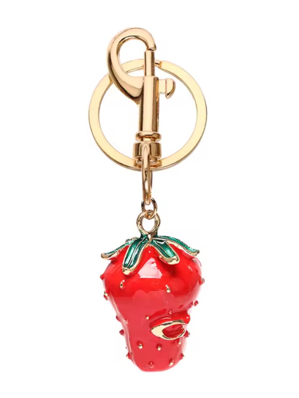 Coach CC Logo Strawberry Fruit Enamel Bag Charm Pendant Keychain